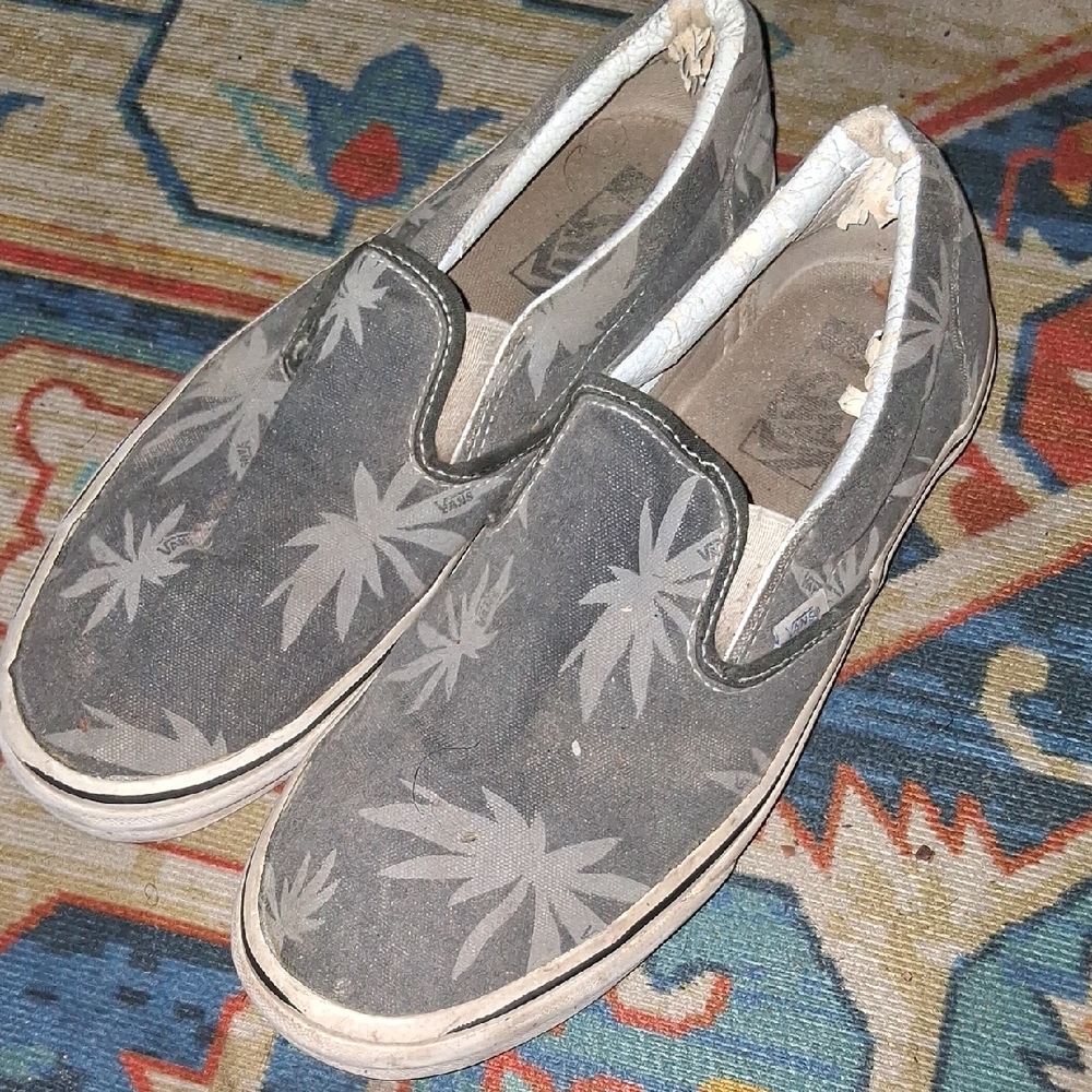 Vans Palm Leaf Gray Slip-On Loafers